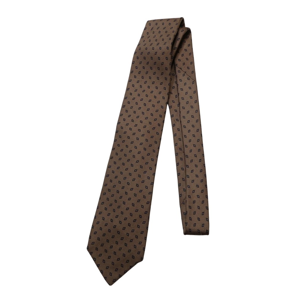 Perkins Shearer Tie Mens One Size‎ Brown Geometric Silk Woven Classic Necktie